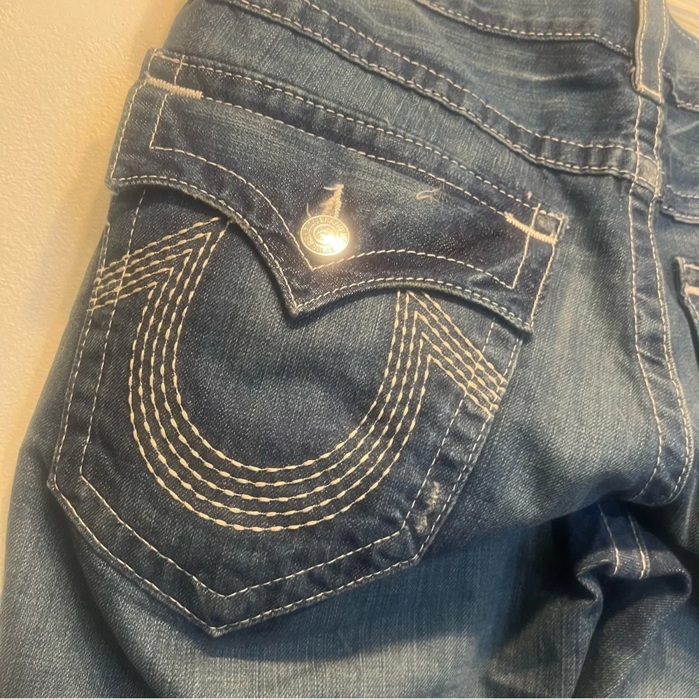True Religion Jeans World Tour Section Straight Blue Denim Mens Size 31 USA Made
